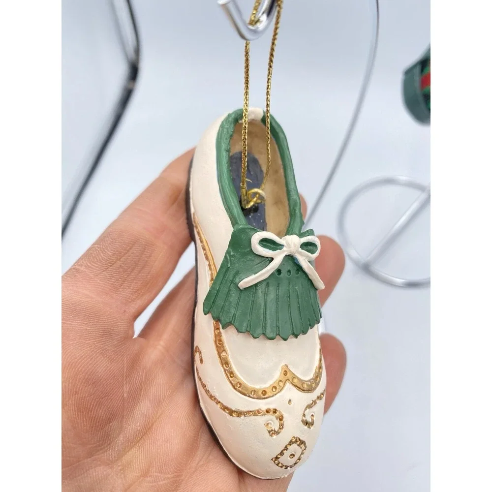 Vintage Golf  Christmas Tree‎ Ornaments - Resin wood fabric plaid Set of 2